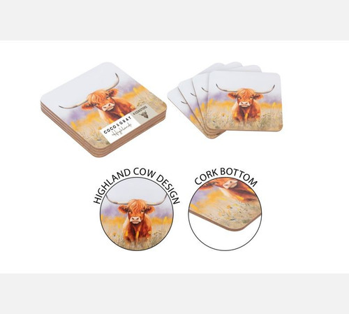 Highland Cow Coasters (Pack of 4)
