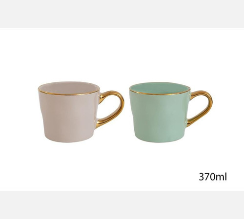Colour Glaze Gold Handle Mug (Assorted Designs)