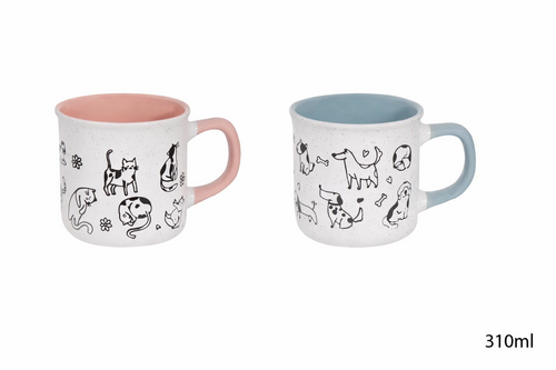 Coloured Interior Dog/Cat Mug (Assorted Designs)