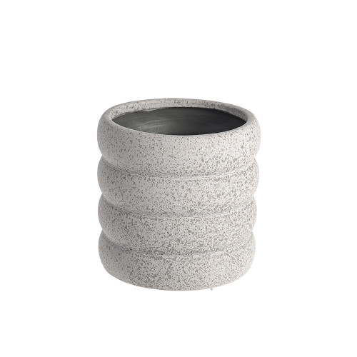 Light Grey Contoured Cylinder Ceramic Vase (13.5cm)