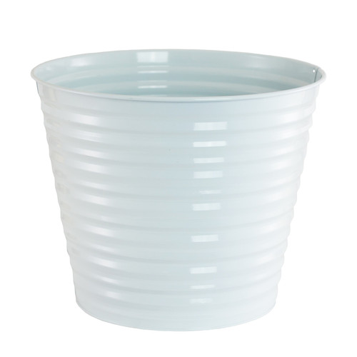 White Ribbed Zinc Pot (20.5cm)
