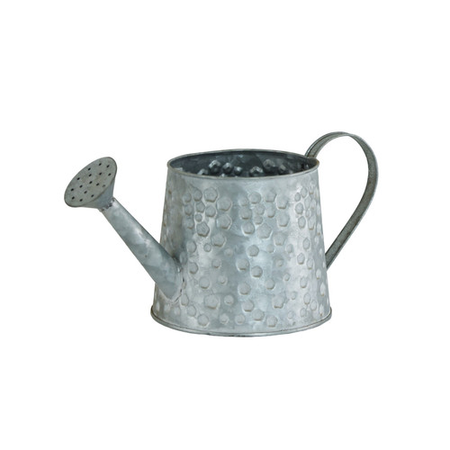 Silver Zinc Hammered Watering Can Pot