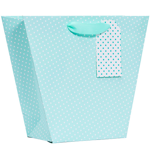 Mint Polka Vase Shaped Gift Bag (Medium)