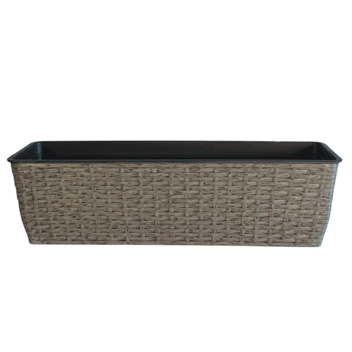 Grey Rattan Effect Trough Planter (59cm)