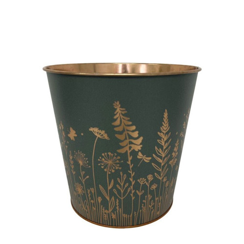 Dark Green Wild Flowers Zinc Pot