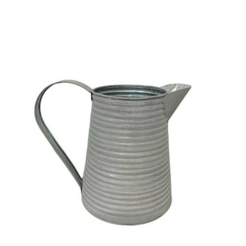 Grey Antique Ribbed Zinc Jug