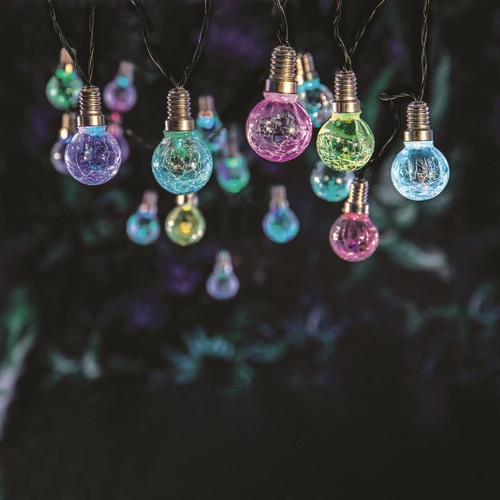 Warm White Crackled Coloured Bulbs LED Solar Lights (3.8m)