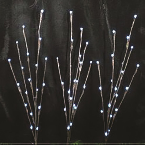 3 White Light Twig Pathway Lights (Battery Operated)