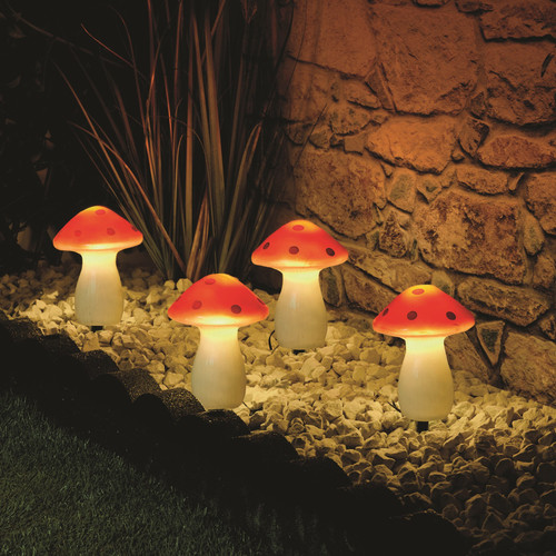 Red Mushroom Solar String Lights (3.5m, Set of 4)