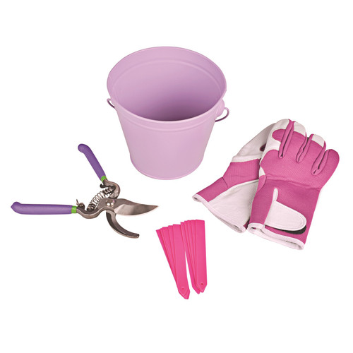 Pink Garden Tools Bucket Gift Set