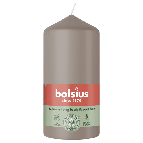 Bolsius Light Taupe Essentials Pillar Candle (120mm)