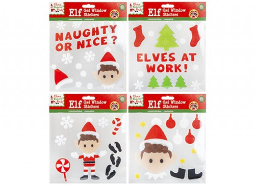 Elf Gel Window Stickers (20 x 20cm) (Assorted Designs)