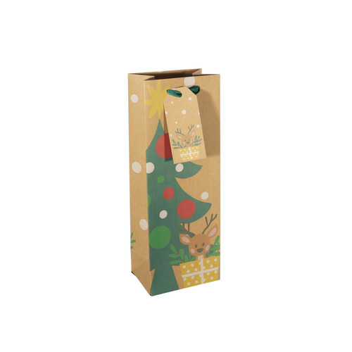 Reindeer Kraft Bottle Bag