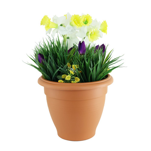 Yellow & Purple Daffodil & Tulip Patio Planter