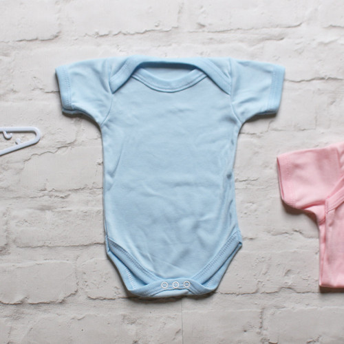 Baby Blue Short Sleeve Unbranded Cotton Bodysuit 0-3m