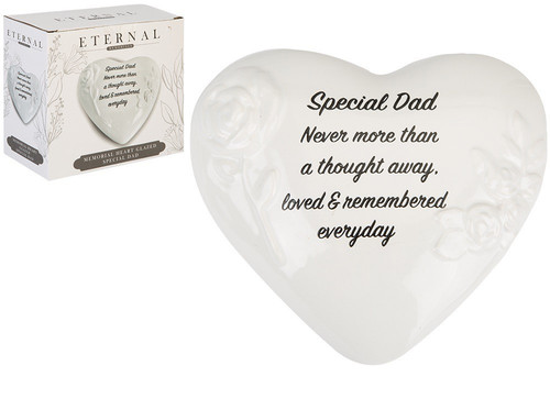 Glazed Memorial Heart Dad Plaque