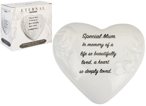 Glazed Memorial Heart Mum Plaque