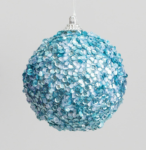 Aqua Glitter Sequin Bauble (8cm)