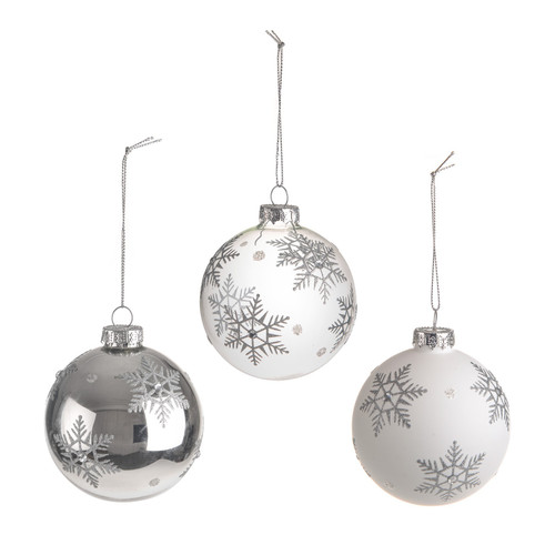 Snowflake Design Glass Bauble (Assorted Designs)