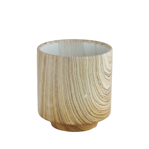 Wood Effect Ceramic Pot (14cm)