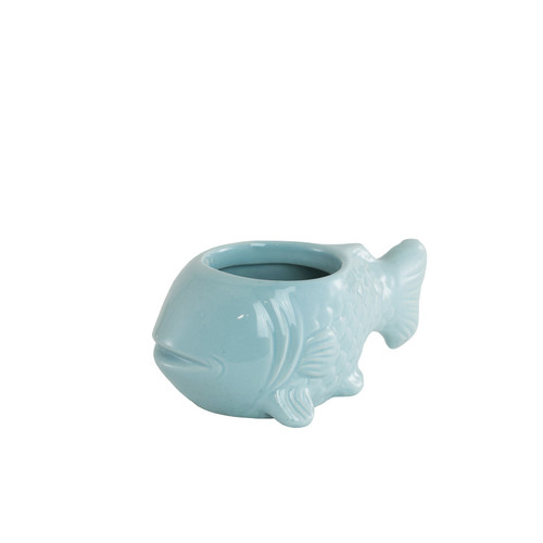Light Blue Fish Ceramic Pot