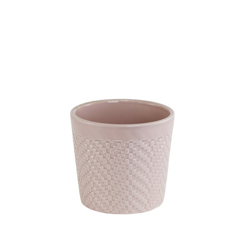 Gloss Pink Ceramic Block Pattern Pot (10cm)