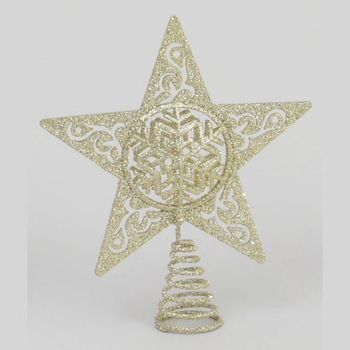 Gold Glitter Snowflake Tree Topper (20cm)