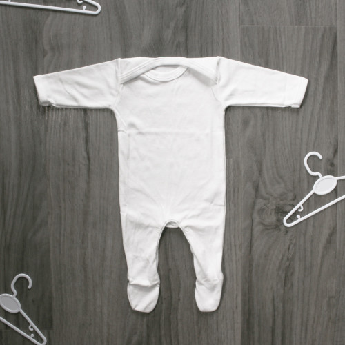Personalisable White Unbranded Plain Chested Sleepsuit (NB)