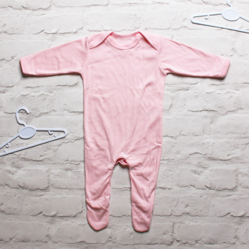 Personalisable Baby Pink Unbranded Plain Chested Sleepsuit (0-3 Months)