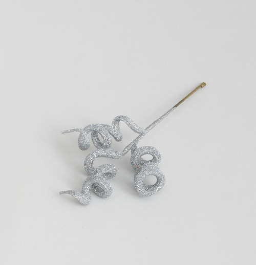Silver Glitter Twirly Twisted Pick