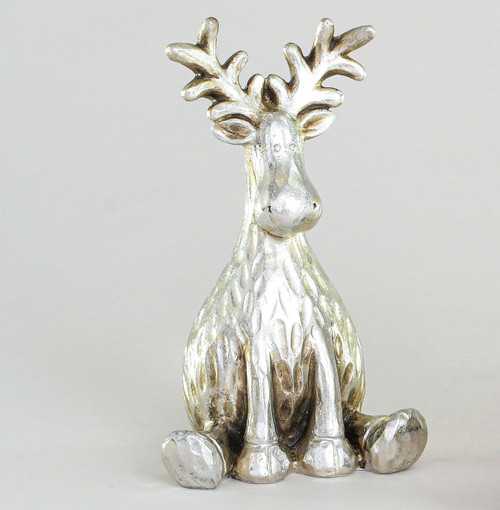Silver Resin Festive Moose Ornament (22cm)