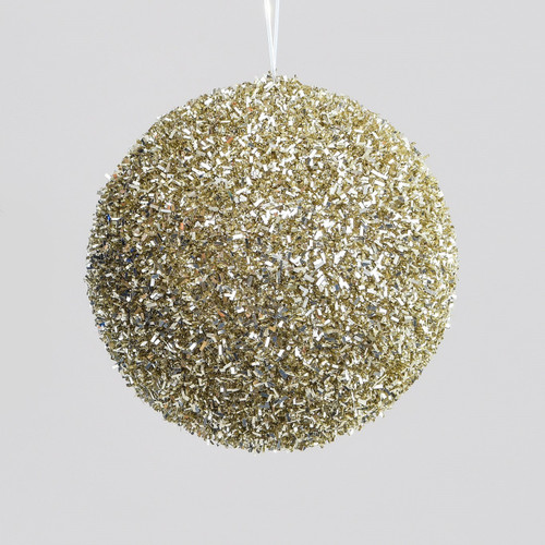 Champagne Tinsel Christmas Bauble (12cm)