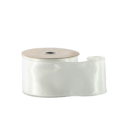 White Ribbon Wired Edge (63mm x 10yds)