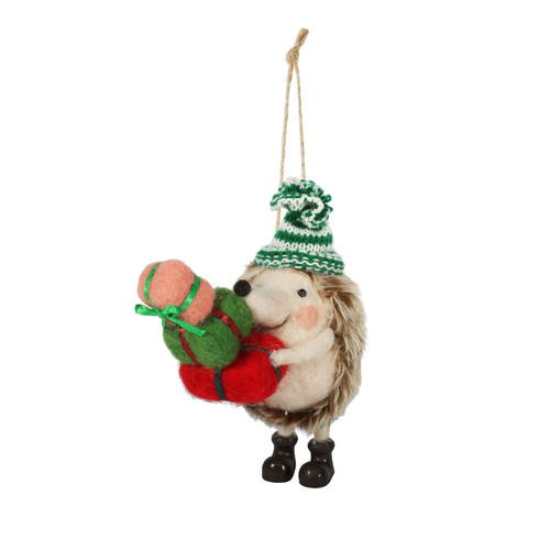 Felt Winter Hedgehog Hanging Decoration (H14cm)