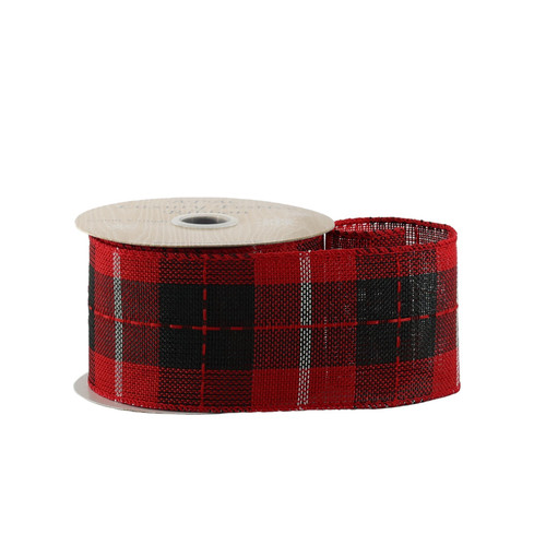 Red & Black Check Ribbon (63mm x 10yds)