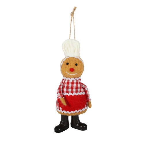 Felt Gingerbread Chef Hanging Decoration (17cm)