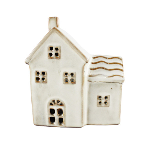 White Stoneware House Ornament (13cm)