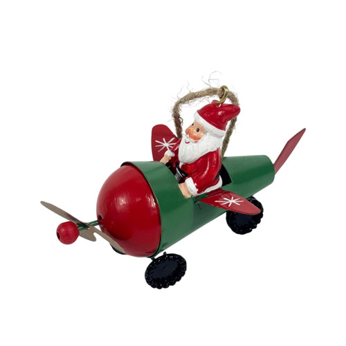 Santa in Aeroplane Hanging Decoration (8.5cm)