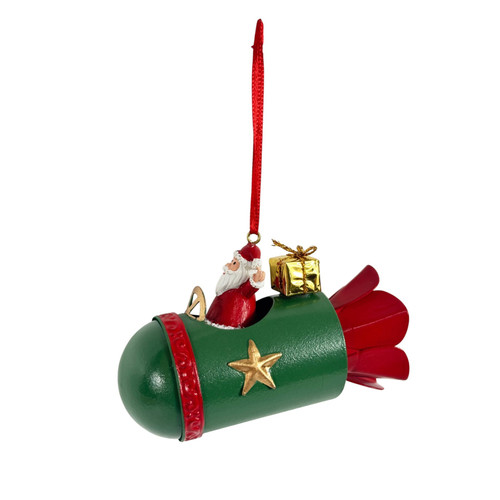 Santa on Rocket Hanging Decoration (11cm)