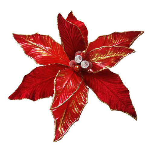 Red/Gold Poinsettia with Gold Trim (25cm)