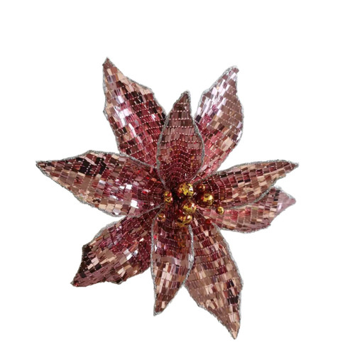 Rose Gold Shiny Sequin Poinsettia (45cm)