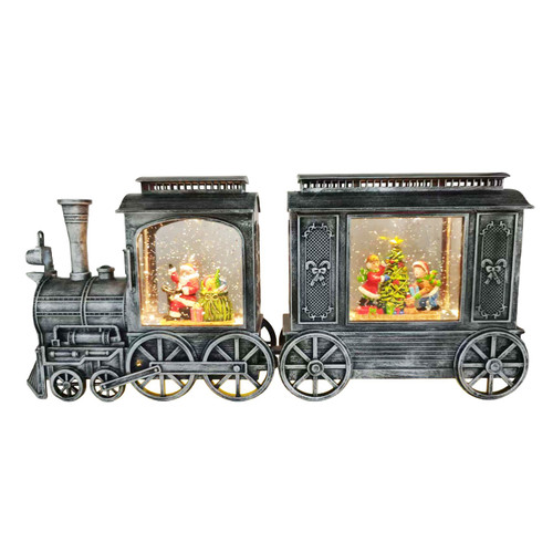 Santa Train with Carriage Light Up Snow Globe (47cm)