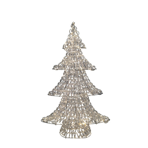 Silver Curl Wire Tree with LED Flashing Lights & 6hr Timer (80cm)