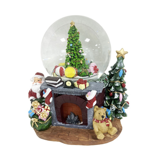 Musical Santa Fireplace with Snow Globe and Light (20cm)