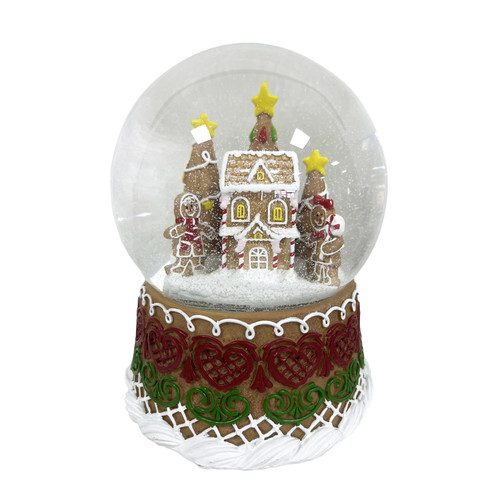 Musical Gingerbread Snow Globe with Light (19.5cm)