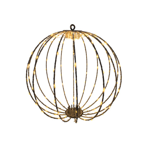 Gold Wire Hanging Globe with Warm White LED Lights (30cm)