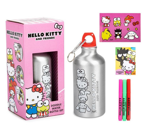 Silver Hello Kitty Doodle Water Bottle Set