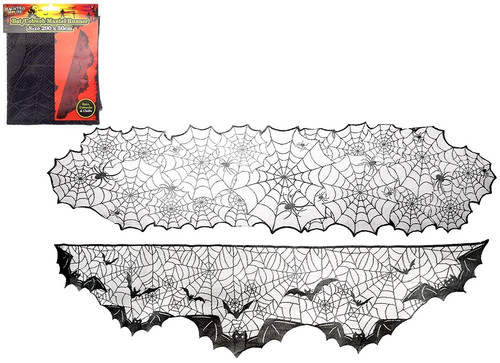 Bat/Cobweb Mantel Runner (200x50cm) (Assorted Designs)