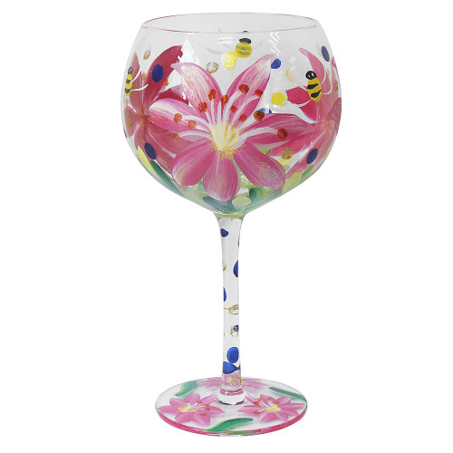 Pink Lilies Gin Glass