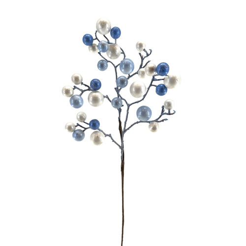 Blue & White Pearlescent Delftware Berry Spray (53cm)